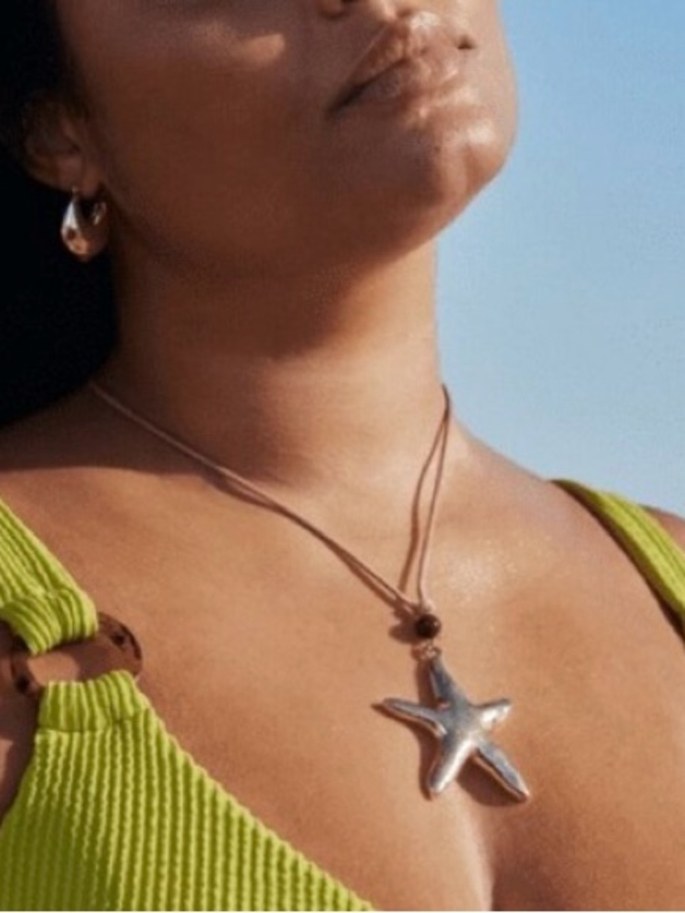 Time and Tru Gild Starfish Pendant Necklace on Tan Cord NWT